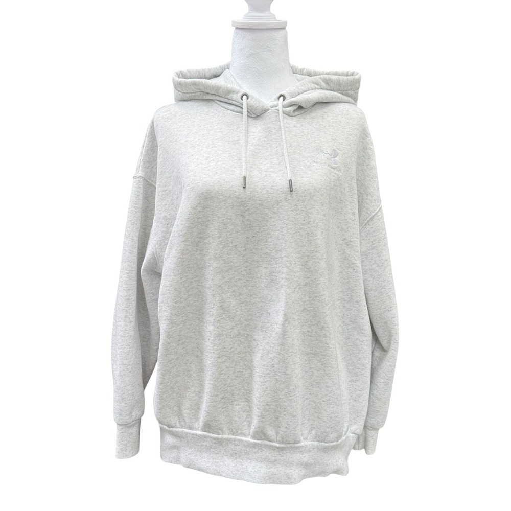 Under Armour Hoodie Women XS Gray Essential Fleece Oversized Pullover Logo